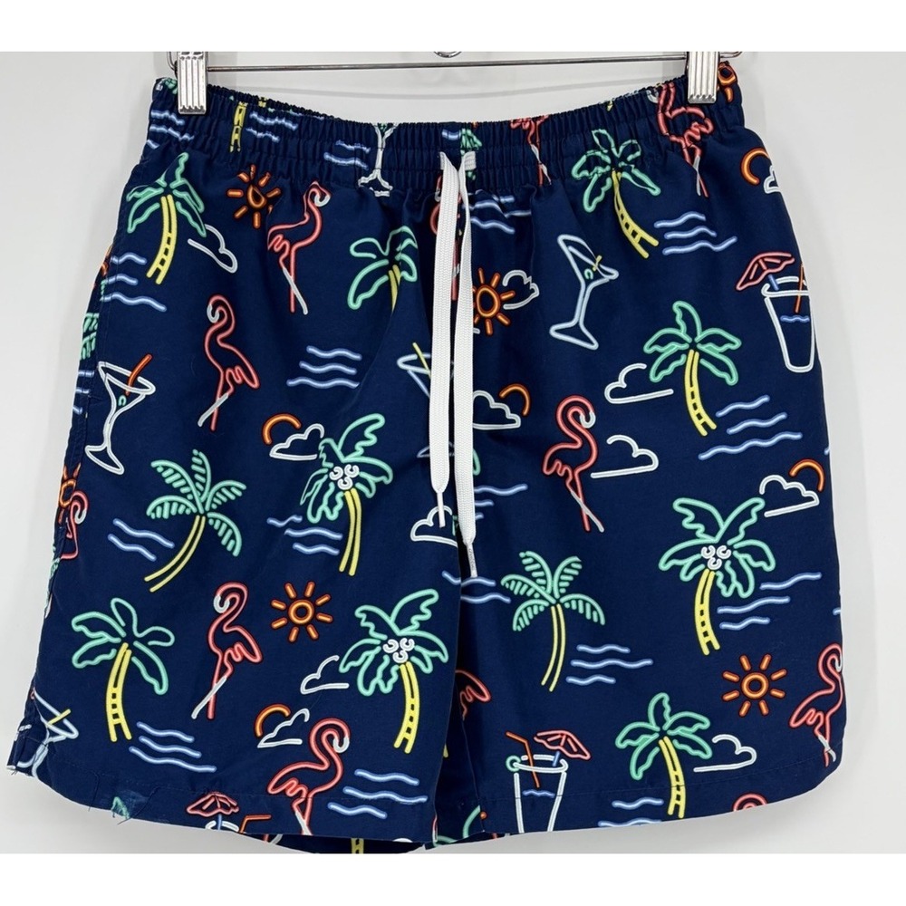 Chubbies Shorts Medium Swim Trunks Lined Neon Lights Preppy Beach Coastal